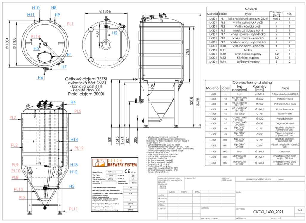 Cct C Cylindrically Conical Fermentation Tank L