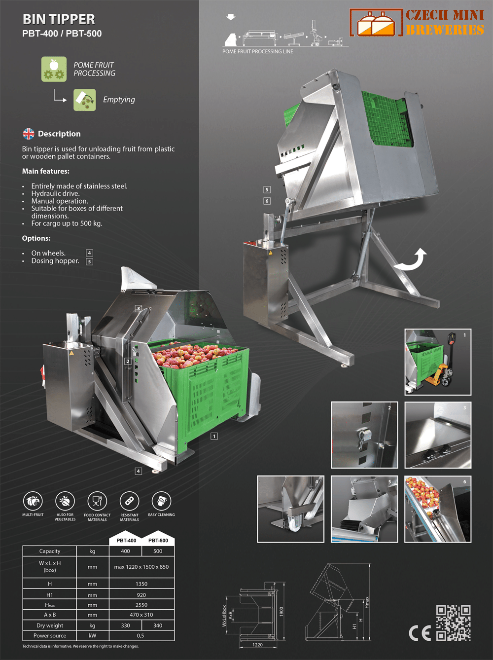 PBT500 Fruit Pallet Box Bin Tipper