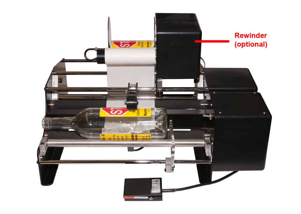BLM-BM1201 One-side semiautomatic bottle labelling machine BLM BM 1201 big revinder - BLM-BM1201 One-side semiautomatic bottle labelling machine - blp