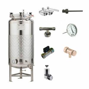 FMT-SLP-200H : Nádrž s kulatým dnem, neizolovaná, chlazená kapalinou, 200/240 litrů 1.2 bar (zjednodušený fermentor)