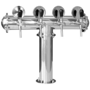 BDT-CT4TAU-EPS : Beverage dispense tower Classic-T (polished steel) with 4 Aurora taps and standard medailons