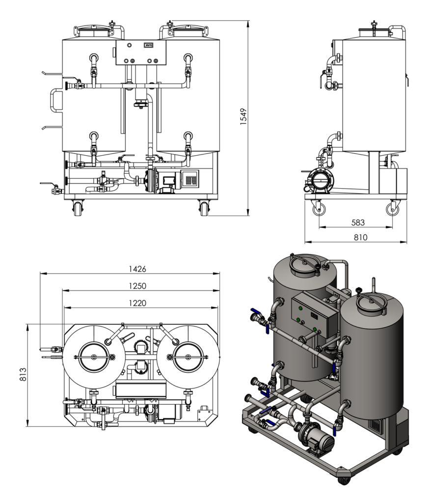 Mobile CIP station 2x100 liters | Cleaning-In-Place machine
