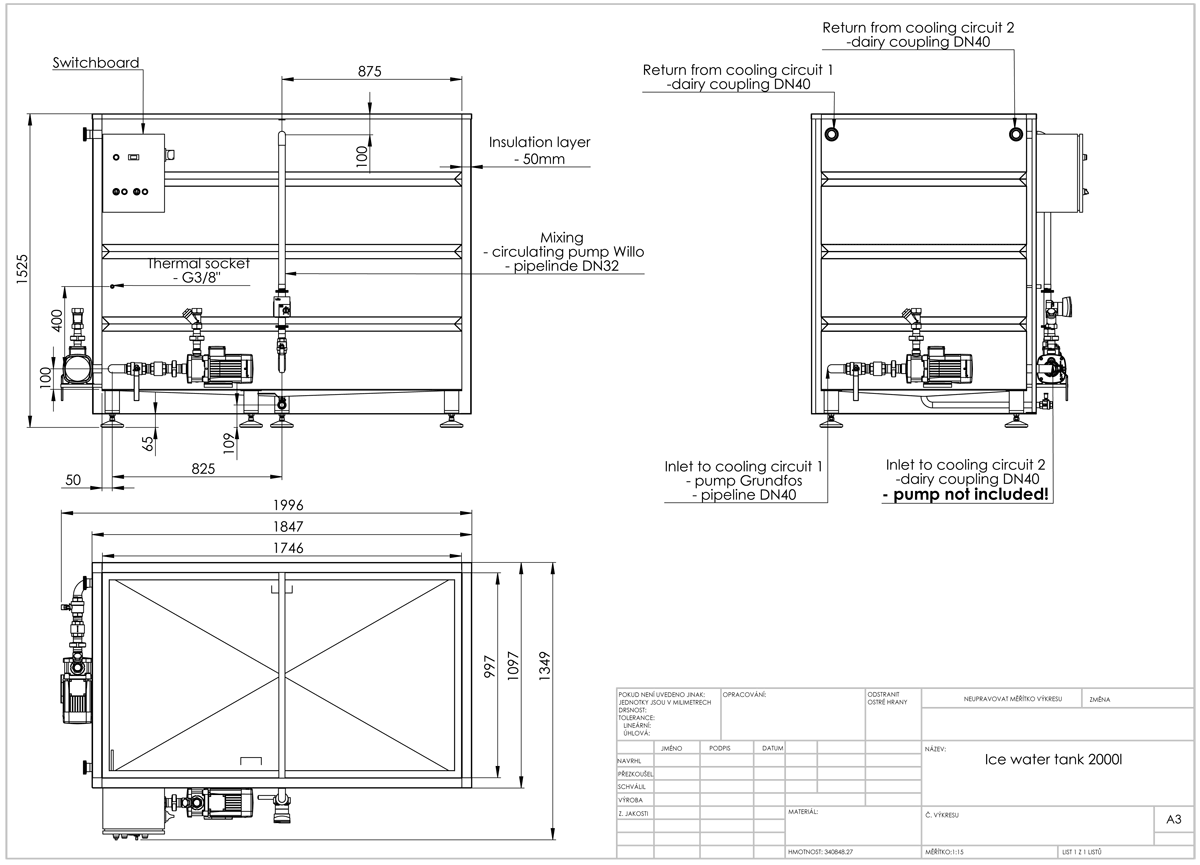ICWT-2000 Industrial cooling water tank 2000 liters ICWT 2000 dimensions - ICWT-2000 Industrial cooling water tank 2000 liters - cst, icwt