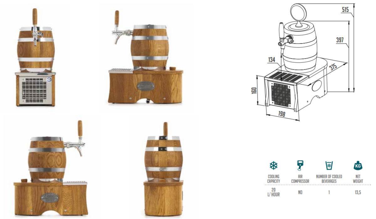DBCS-B1 GREENLINE Small barrel : Compact beverage cooling-dispensing equipment 280W / 1 beverage line / without compressor DBCS B1 dimensions2 - DBCS-B1 GREENLINE Small barrel : Compact beverage cooling-dispensing equipment 280W / 1 beverage line / without compressor - dbdc