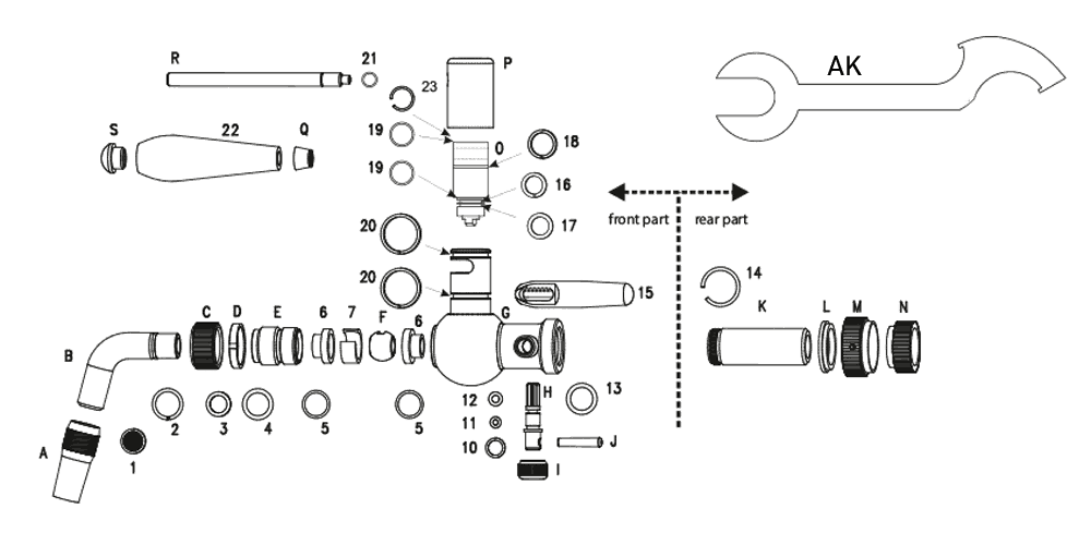 Spare parts for the DTP-BA100 Baroque dispense tap