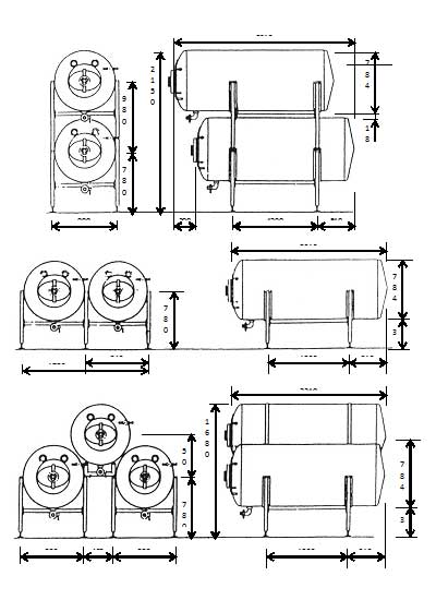 MBTHI-1000 Cylindrical pressure tank for the secondary fermentation of beer or cider - dimension