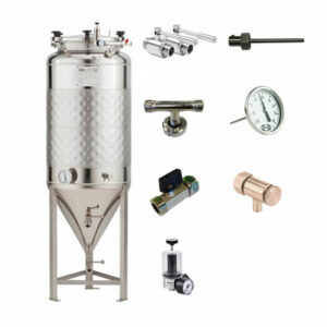 CCT-SHP-200DE : Cylindrically-conical fermentation-maturation tank 200/240 liters 2.5 bar (simplified fermenter)