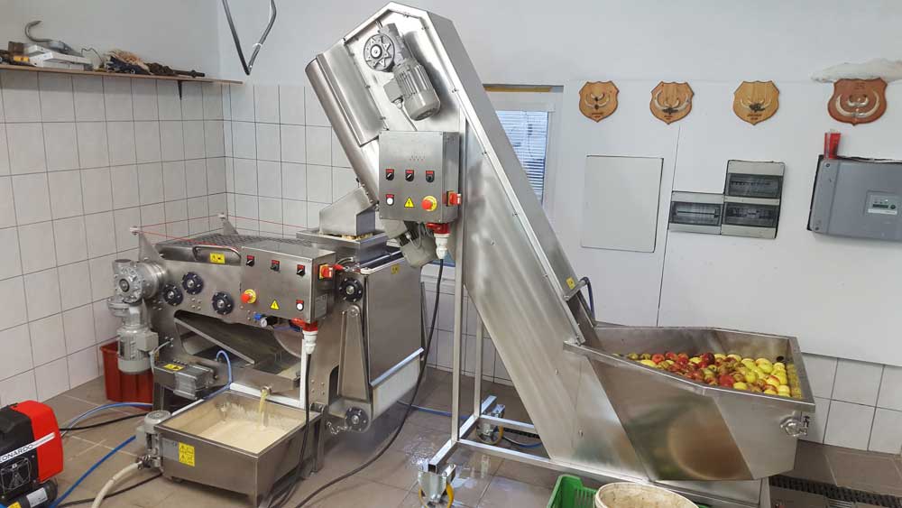 Fruit processing line for cider production