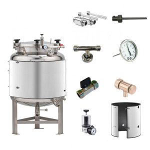 FMT-SLP-100H : Round-bottom tank, non-insulated, cooled by liquid, 100/120 liters 1.2 bar (simplified fermenter)