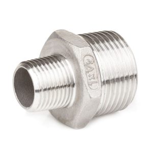 PF-HTR10M12MS : Hexagonal threaded reducer BSP 1″ male | BSP 1/2″ male | Stainless steel