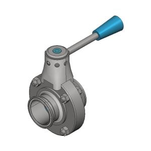 DVB-2TC25 : Disc (butterfly) valve DN25/50.5mm with connections TriClamp / TriClamp (DIN 32676), stainless steel / B-design