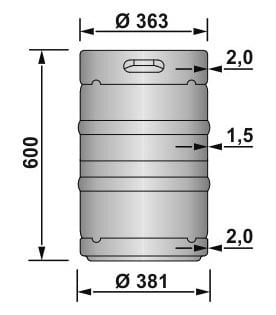 DIN KEG 50 liters - dimensions
