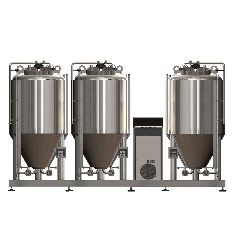 Compact fermentation unit 3xCCT 300/360 liters, 1x cooler