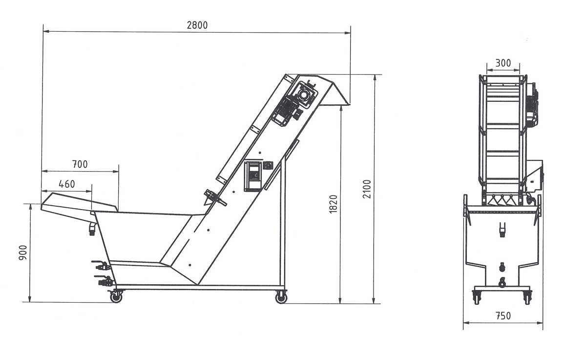 FWC-3000-MG : Fruit washing machine with compact grinder 2000 kg/hour FW 3000 MG dimensions - FWC-3000-MG : Fruit washing machine with compact grinder 2000 kg/hour - cfc-cpt, cfc