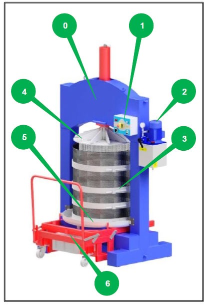 HPF-700ES : Electric hydraulic fruit press 330 liters HPF XXXES description - HPF-700ES : Electric hydraulic fruit press 330 liters - hpf