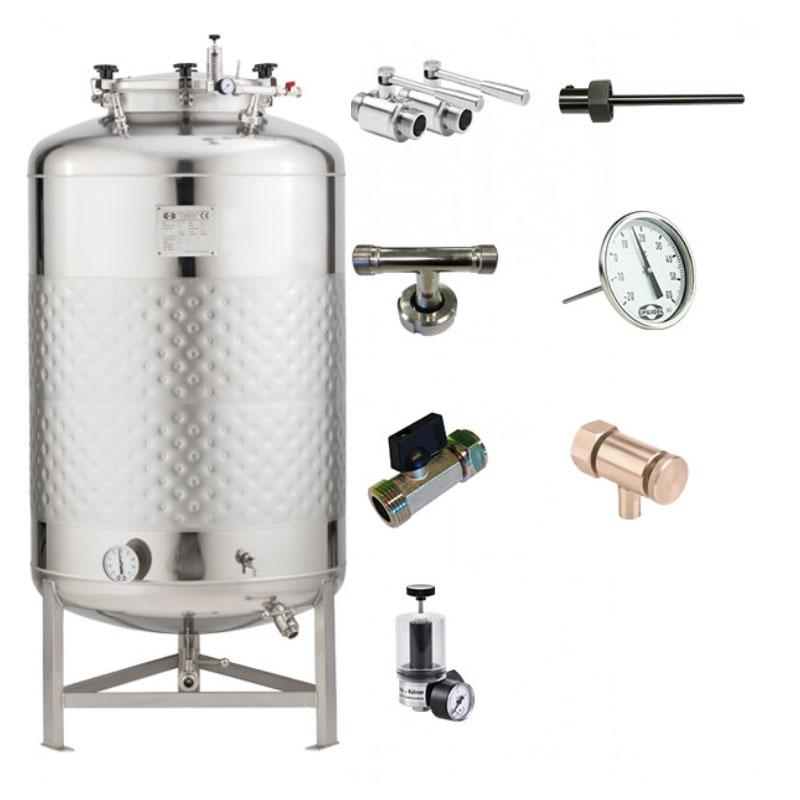 FMT-SLP-500H Round-bottom fermenter, non-insulated, cooled by liquid, 500/625 liters 1.2 bar
