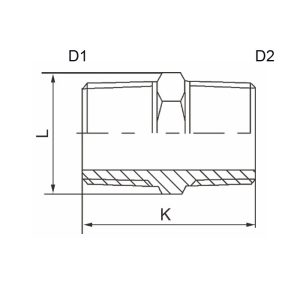 PF-HTR10M10MST : Hexagonal threaded coupler BSPT 1″ male | BSPT 1″ male | Stainless steel