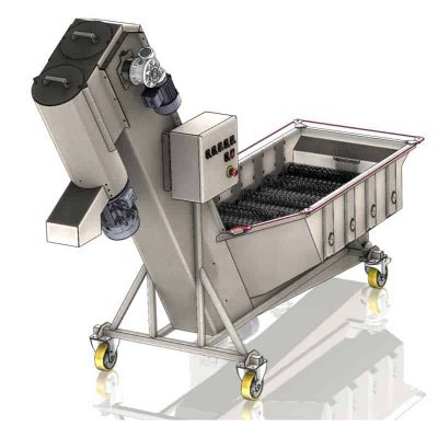 FWDC-1000B : Fruit rinser with rotation brushes, dryer, fruit crusher 1000 kg/hour