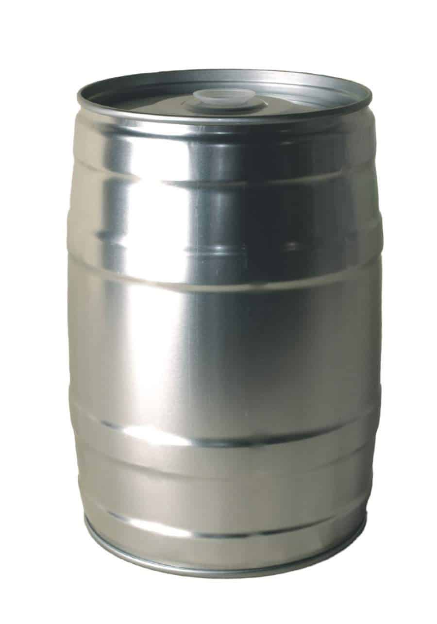Mini keg without label 5 liters with a rubber plug