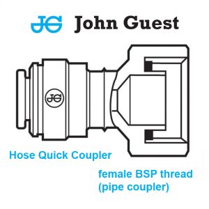 JGA-G12F-H127 : John Guest quick coupler/adapter : BSP 1/2″ female thread | hose (flexi pipe) D=12.7mm (1/2″), PI451614CS