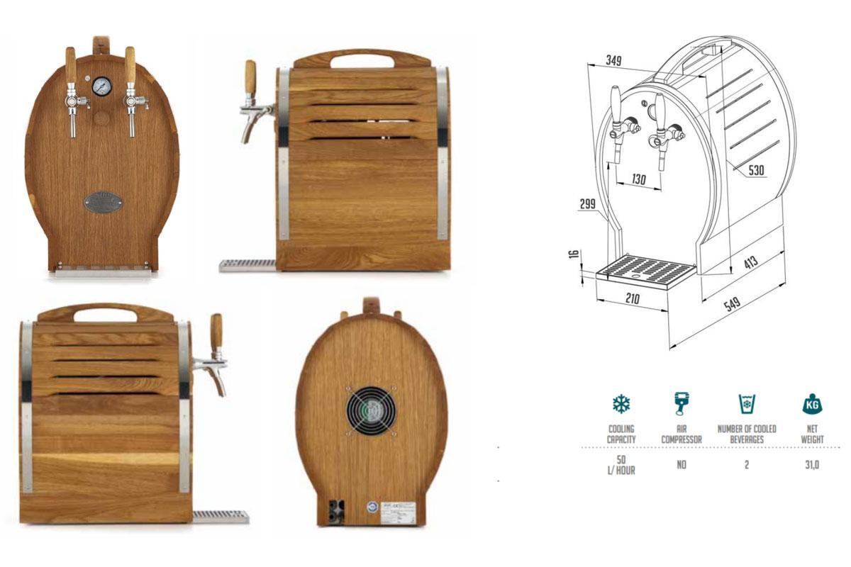 DBCS-B52CPROFI GREENLINE : Small barrel - Compact beverage cooling-dispensing equipment 510W / 2 beverage lines / with compressor DBCS B52CPROFI dimensions - DBCS-B52CPROFI GREENLINE : Small barrel - Compact beverage cooling-dispensing equipment 510W / 2 beverage lines / with compressor - dbdc