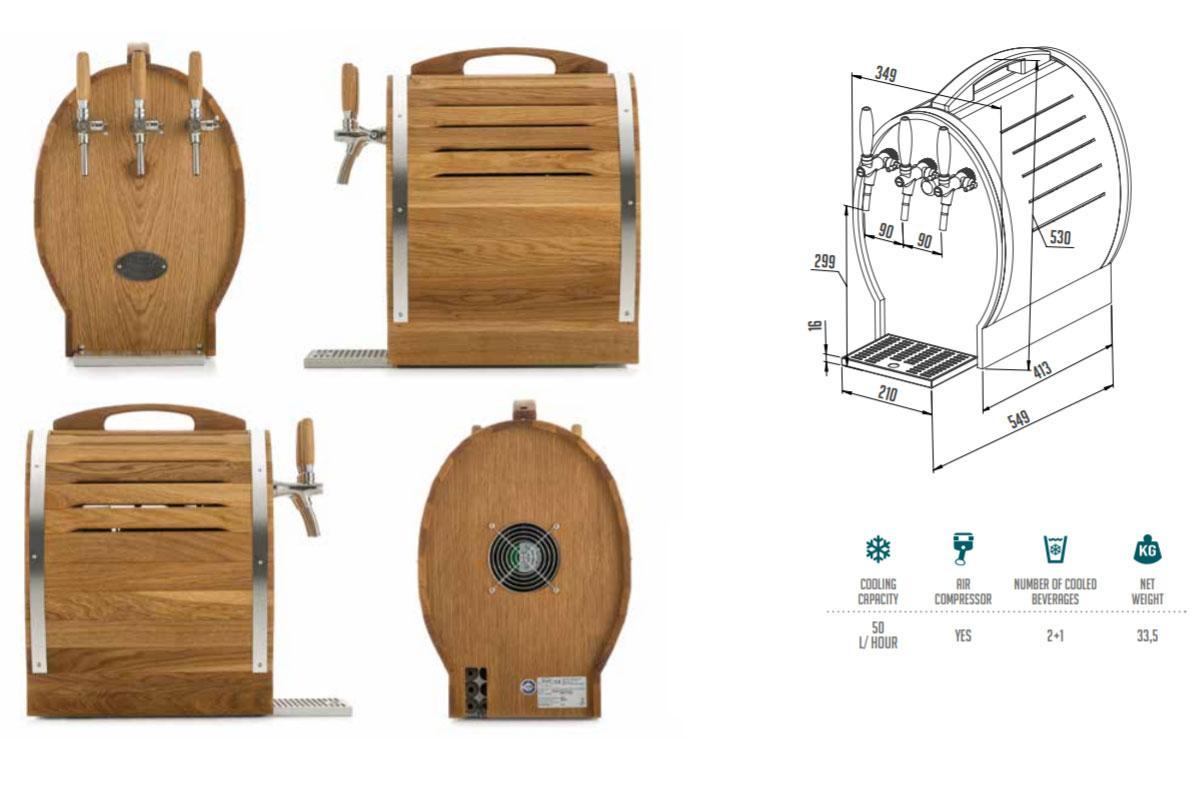 DBCS-B53C GREENLINE : Small barrel - Compact beverage cooling-dispensing equipment 510W / 3 beverage lines / with compressor DBCS B53C dimensions - DBCS-B53C GREENLINE : Small barrel - Compact beverage cooling-dispensing equipment 510W / 3 beverage lines / with compressor - dbdc