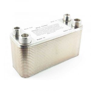 PHE-30PSS : Plate heat exchanger (MINI wort cooler) with 30 plates | stainless steel AISI 304 (KegLand KL303030)