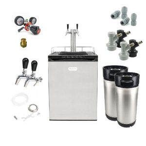 KGR-2TKLXC : Kegerator Kegland Series X – Compact refrigerator for 4 kegs, beer dispense tower with two taps – Complete set