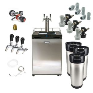 KGR-3TKLXC : Kegerator Kegland Series X – Compact refrigerator for 4 kegs, beer dispense tower with three taps – Complete set