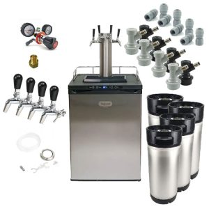 KGR-4TKLXC : Kegerator Kegland Series X – Compact refrigerator for 4 kegs, beer dispense tower with four taps – Complete set