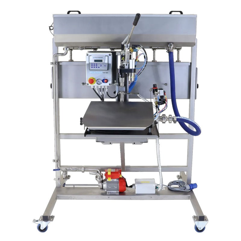 GBBFU-6 : Semi-automatic gravity filling machine for bottles, Bag-In-Box and Pouch-Up bags, with the buffer tank