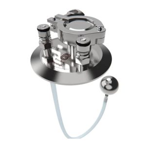 UTK-PKC : TriClamp hole plug (TC 64mm / 3″) stainless steel with pressurizing kit for kegmenters – with TriClamp 1.5″ port (KegLand KL23573)
