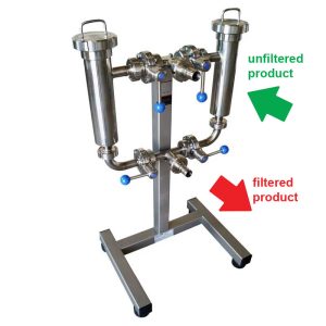 CDF2-20 : Double mechanical beverage filter 2x DN25/50 (with replaceable stainless steel filtration inserts), capacity up to 2000 L/h