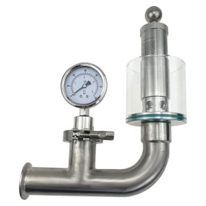 TEA-SPRV-JTC40 : Scaled pressure relief valve with a diaphgram manometer and air-water lock, DN40, TriClamp 1.5″ (for the fermentation tanks)