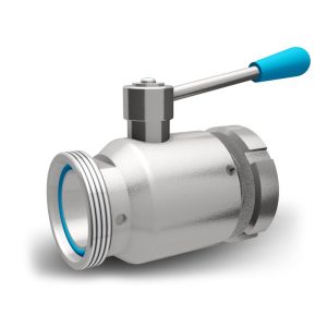 BVB-SUFM10 : Ball valve DN10 (full-flow) with connections : Sanitary screw union / female | Sanitary screw union / male (DIN 11851), stainless steel / B-design