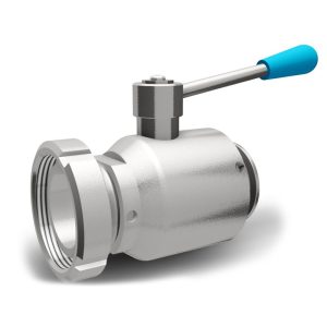 BVB-TCSUF10 : Ball valve DN10 (full-flow) with connections : TriClamp | Sanitary screw union / female (DIN 11851), stainless steel / B-design