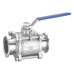 BVK-2TC32 : Ball valve DN32 / 50.5mm (3-piece, dismountable, full-flow) with connections : TriClamp / TriClamp (DIN 32676), stainless steel / K-design