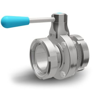 DVB-SUFF32 : Disc (butterfly) valve DN32 with connections : Sanitary screw union / female | Sanitary screw union / female (DIN 11851), stainless steel / B-design