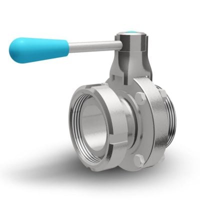 Butterfly disc valves : Sanitary screwed unions (male/female)