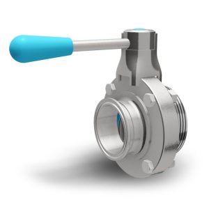 DVB-TCSUM100 : Disc (butterfly) valve DN100 with connections : TriClamp | Sanitary screw union / male (DIN 11851), stainless steel