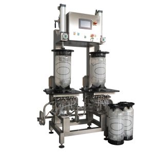 PKF-GL2T : Double head semi-automatic filling machine for plastic kegs with or without bag (80-100 kegs per hour)