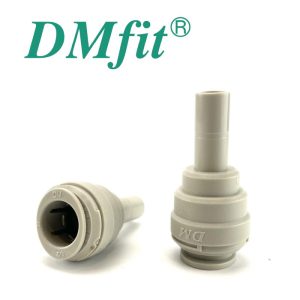 DMI-H095-N080 : DMfit plastic angle I-coupler for hose (flexi pipe) D=9.5mm with nipple D=8.0mm, AEL0605