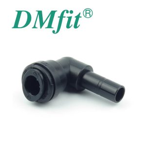 DML-H100-N100 : DMfit plastic angle L-coupler for hose (flexi pipe) D=10mm with nipple D=10mm, ATEU1010M