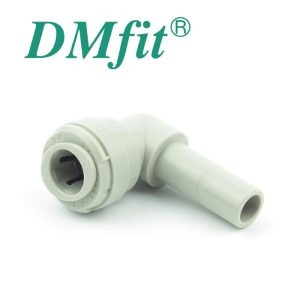 DML-H095-N095 : DMfit plastic angle L-coupler for hose (flexi pipe) D=9.5mm with nipple D=9.5mm, ATEU0606