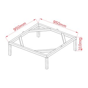 LBTP-930-310 : Low base for tanks, brewing pots, brewhouses with flat bottom Ø 880-940 mm / h310