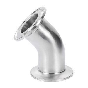 PF-EL45TC50: Toruliitmik – küünarnukk 45° 2x TriClamp DN50 (TC 2″ D=64 mm)