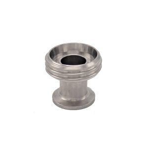 PF-PAC20D20M: Csőadapter TriClamp 3/4″ DN20 - szaniter menetes csatlakozóhoz (tejipari csatlakozó) DN20 külső menettel (Rd44)