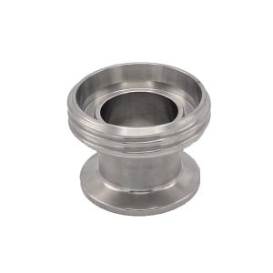 PF-PAC40D40M: Csőadapter TriClamp 1.5″ DN40 - szaniter menetes csatlakozóhoz (tejipari csatlakozó) DN40 külső menettel (Rd65)