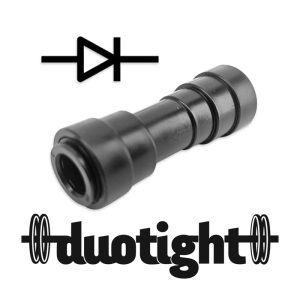 DTCV-H095 : Duotight plastic check valve for hoses (flexi pipes) D=9.5mm (3/8″)