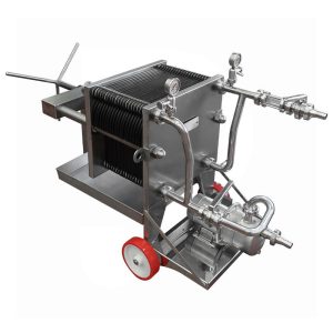 PLF-XMP4040-20 : Stainless steel plate filter 400×400, with 20pcs of polypropylene plate frames, with the pump